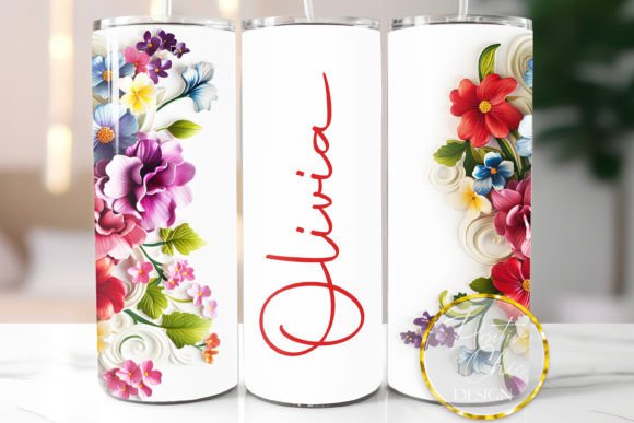 Download Flowers Custom Name Tumbler Wrap Design - Tumbler wrap design Collection
