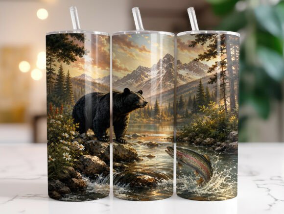 Download Black Bear 20 Oz Skinny Tumbler Wrap - Skinny tumbler Collection