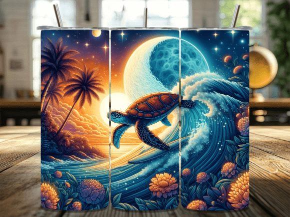 Download Majestic Turtle Sunset Swim Tumbler PNG - Majestic turtle Collection