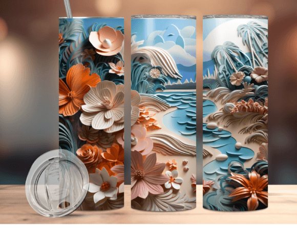 Download 3D Seashell Beach 20 Oz Skinny Tumbler - Skinny tumbler Collection