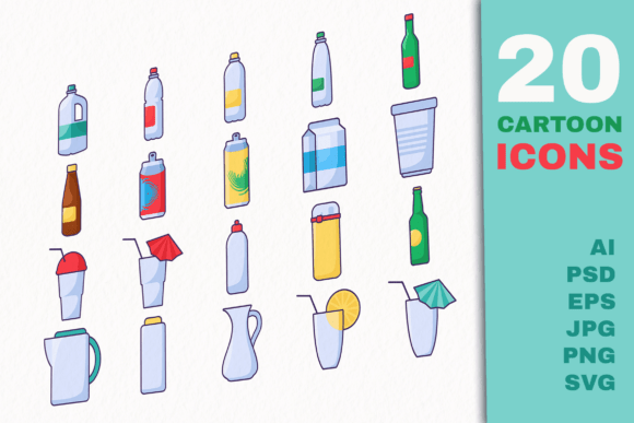 Download Drink Container Outline Icons Set - Premium Bundle