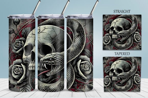 Download Skull &amp; Snake Scary Tumbler Wrap Design - Premium Resources