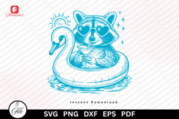 Download Cute Pool Float Summer Raccoon PNG SVG - Float Collection